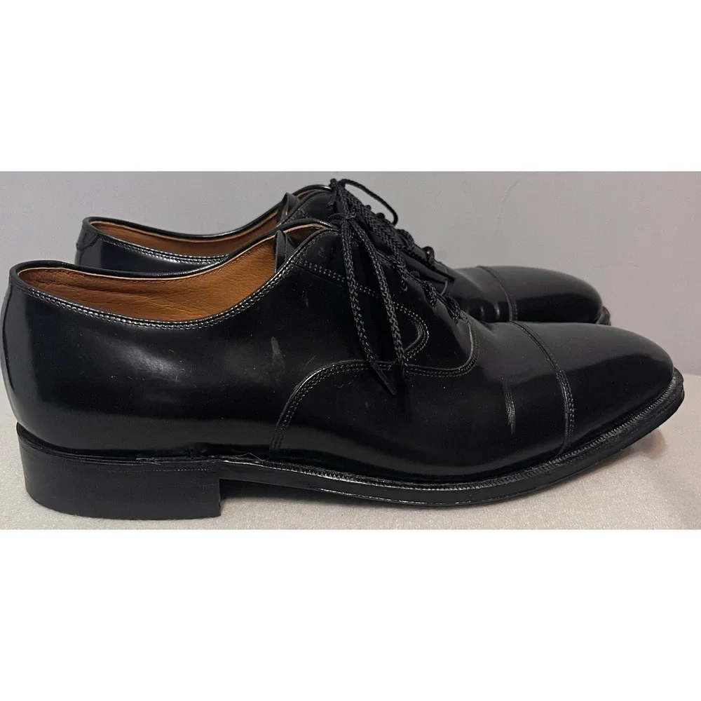 Johnston & Murphy‎ Mens Black Leather Cap Toe Oxford Dress Shoes 9.5 D/B Clasic